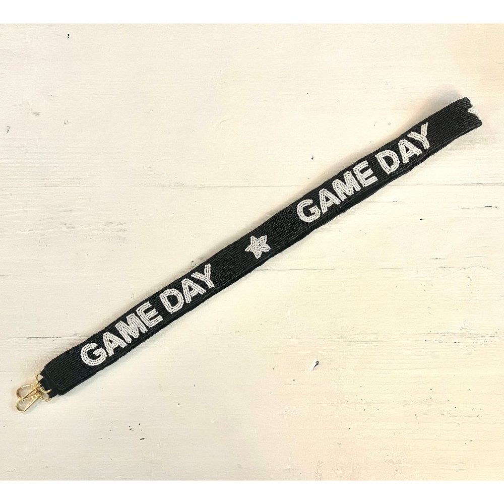 Beaded Game Day Crossbody Purse Strap (black and white)